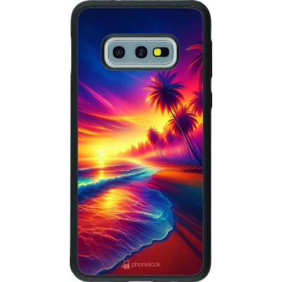 Samsung Galaxy S10e Case Hülle - Silikon schwarz Strand Sonnenuntergang auffällig