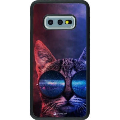 Hülle Samsung Galaxy S10e - Silikon schwarz Red Blue Cat Glasses