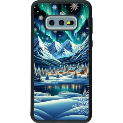 Samsung Galaxy S10e Case Hülle - Silikon schwarz Verschneites Bergdorf am See in der Nacht