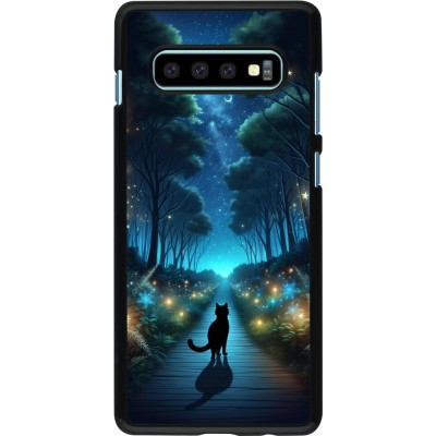 Samsung Galaxy S10+ Case Hülle - Schwarze Katze Spaziergang