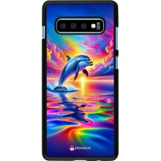 Samsung Galaxy S10+ Case Hülle - Glücklicher Regenbogen-Delfin