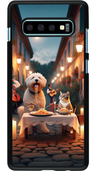 Samsung Galaxy S10+ Case Hülle - Valentin 2024 Hund & Katze Kerzenlicht