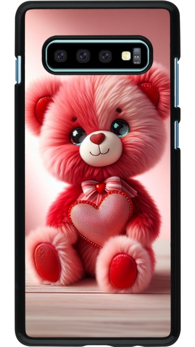 Samsung Galaxy S10+ Case Hülle - Valentin 2024 Rosaroter Teddybär