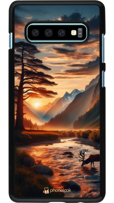 Samsung Galaxy S10+ Case Hülle - Tal Sonnenuntergang Hirsch Baum