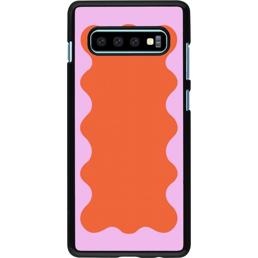 Samsung Galaxy S10+ Case Hülle - Wavy Rectangle Orange Pink