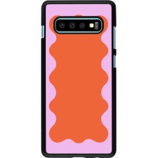 Samsung Galaxy S10+ Case Hülle - Wavy Rectangle Orange Pink