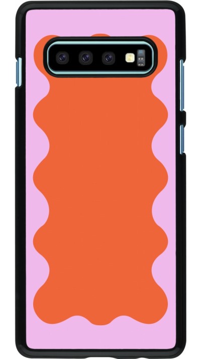 Samsung Galaxy S10+ Case Hülle - Wavy Rectangle Orange Pink