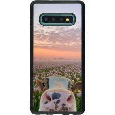 Samsung Galaxy S10+ Case Hülle - Silikon schwarz Cow with tulips 2026