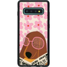 Samsung Galaxy S10+ Case Hülle - Silikon schwarz Dog with newspaper 2026