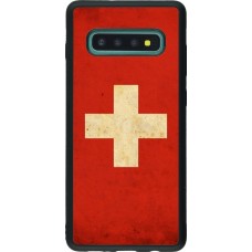 Hülle Samsung Galaxy S10+ - Silikon schwarz Vintage Flag SWISS