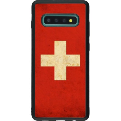 Hülle Samsung Galaxy S10+ - Silikon schwarz Vintage Flag SWISS