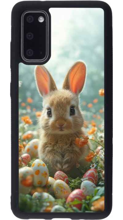 Samsung Galaxy S20 Case Hülle - Silikon schwarz Easter 2026 Rabbit in the garden