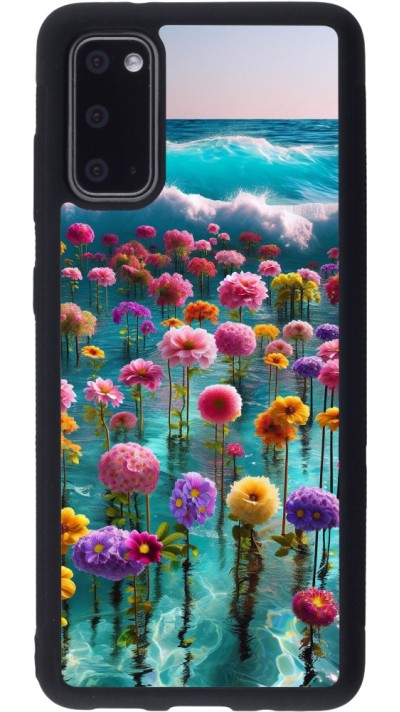 Samsung Galaxy S20 Case Hülle - Silikon schwarz Blumenmeer Wellen