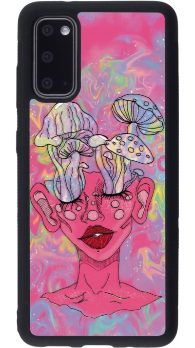 Samsung Galaxy S20 Case Hülle - Silikon schwarz Psychedelic pink mushroom