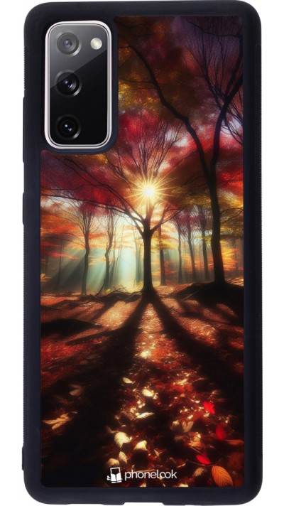Coque Samsung Galaxy S20 FE 5G - Silicone rigide noir Automne doré glare Coque Samsung Galaxy S20 FE 5G - Silicone rigide noir Automne doré glare