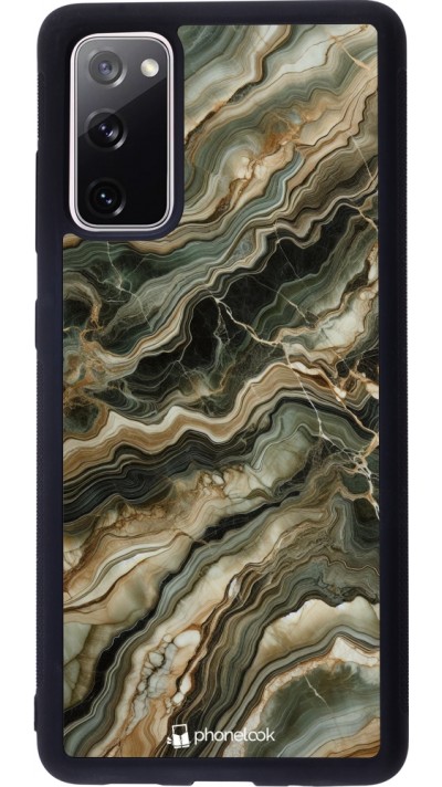Coque Samsung Galaxy S20 FE 5G - Silicone rigide noir Marbre Olive