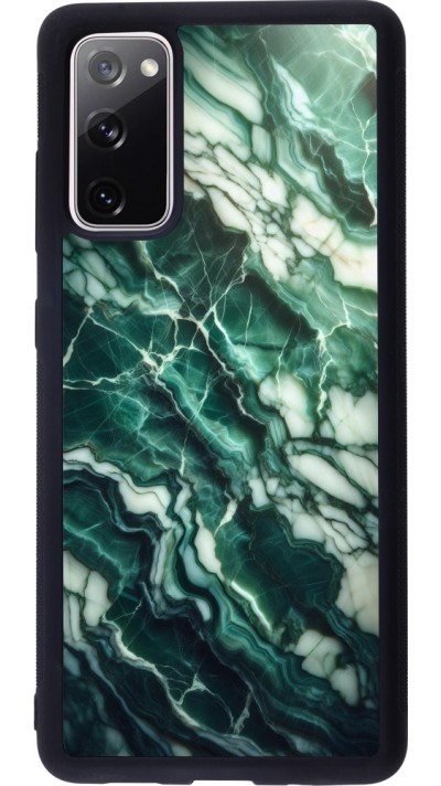 Coque Samsung Galaxy S20 FE 5G - Silicone rigide noir Marbre vert majestueux Coque Samsung Galaxy S20 FE 5G - Silicone rigide noir Marbre vert majestueux