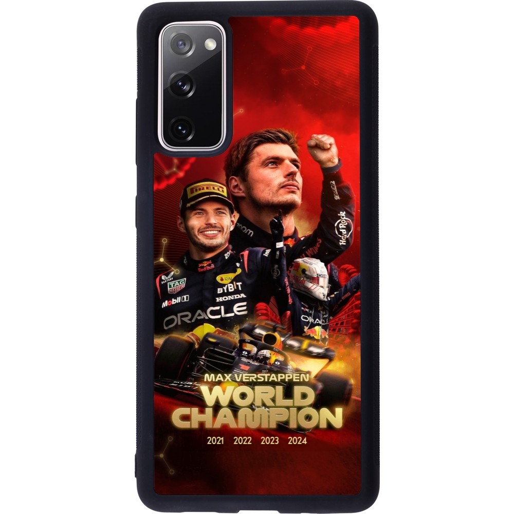 Coque Samsung Galaxy S20 FE 5G - Silicone rigide noir Max Verstappen Champion 2023