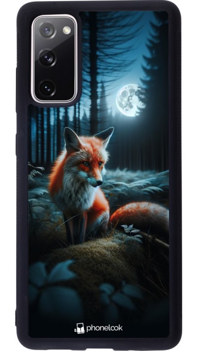 Coque Samsung Galaxy S20 FE 5G - Silicone rigide noir Renard lune forêt