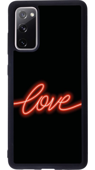 Coque Samsung Galaxy S20 FE 5G - Silicone rigide noir Valentine 2023 neon love Coque Samsung Galaxy S20 FE 5G - Silicone rigide noir Valentine 2023 neon love