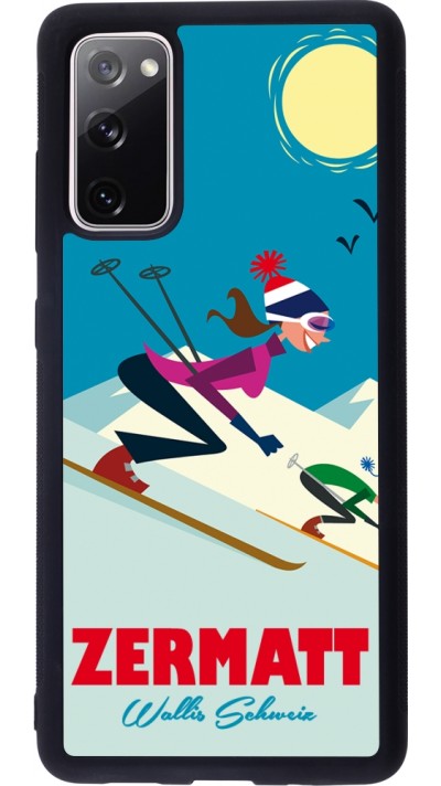 Coque Samsung Galaxy S20 FE 5G - Silicone rigide noir Zermatt Ski Downhill
