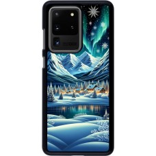 Samsung Galaxy S20 Ultra Case Hülle - Verschneites Bergdorf am See in der Nacht