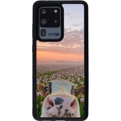 Samsung Galaxy S20 Ultra Case Hülle - Silikon schwarz Cow with tulips Spring 2026
