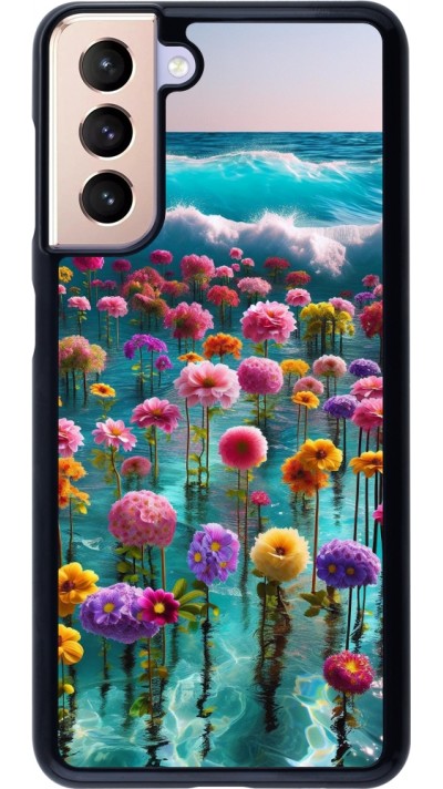 Samsung Galaxy S21 5G Case Hülle - Blumenmeer Wellen