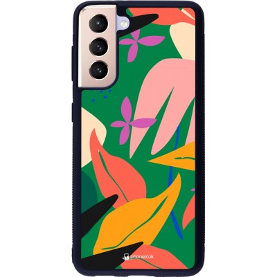 Hülle Samsung Galaxy S21 5G - Silikon schwarz Abstract Jungle