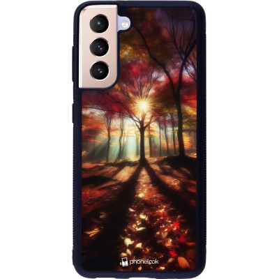 Samsung Galaxy S21 5G Case Hülle - Silikon schwarz Herbstlicher goldener Glanz