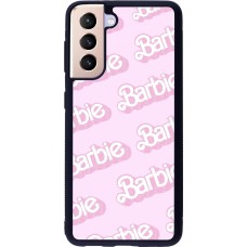 Samsung Galaxy S21 5G Case Hülle - Silikon schwarz Barbie light pink pattern