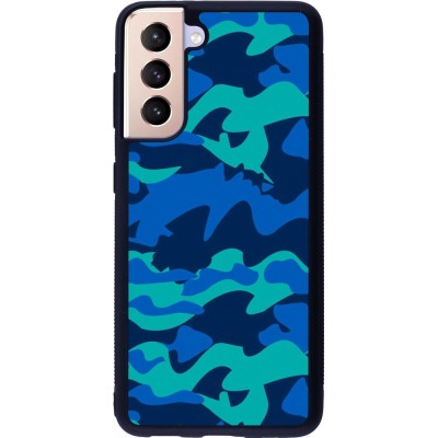 Hülle Samsung Galaxy S21 5G - Silikon schwarz Camo Blue