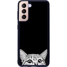 Hülle Samsung Galaxy S21 5G - Silikon schwarz Cat Looking Up Black