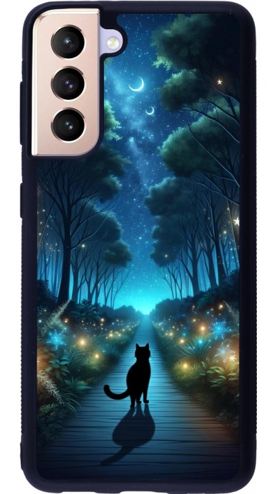 Samsung Galaxy S21 5G Case Hülle - Silikon schwarz Schwarze Katze Spaziergang