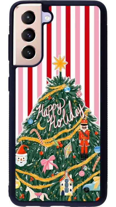 Coque Samsung Galaxy S21 5G - Silicone rigide noir Christmas 25 Happy Holiday