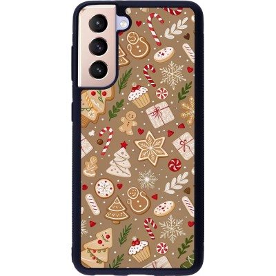 Samsung Galaxy S21 5G Case Hülle - Silikon schwarz Christmas 25 Pattern Ginger Cookie