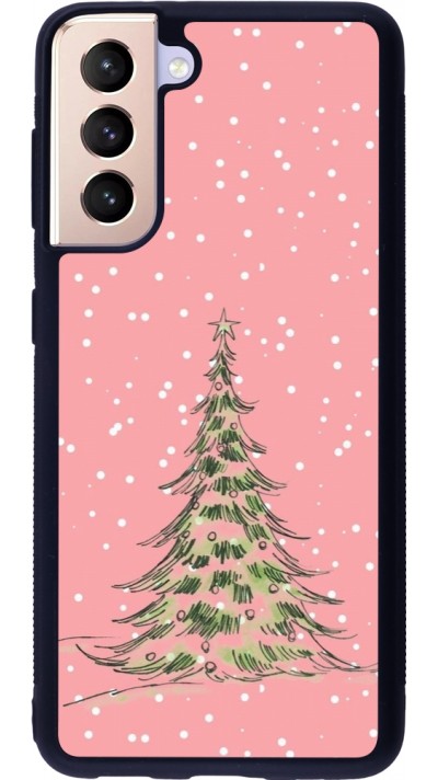 Coque Samsung Galaxy S21 5G - Silicone rigide noir Christmas 25 Pink Tree