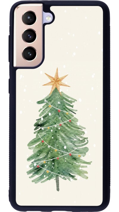 Coque Samsung Galaxy S21 5G - Silicone rigide noir Christmas 25 Sketch Tree