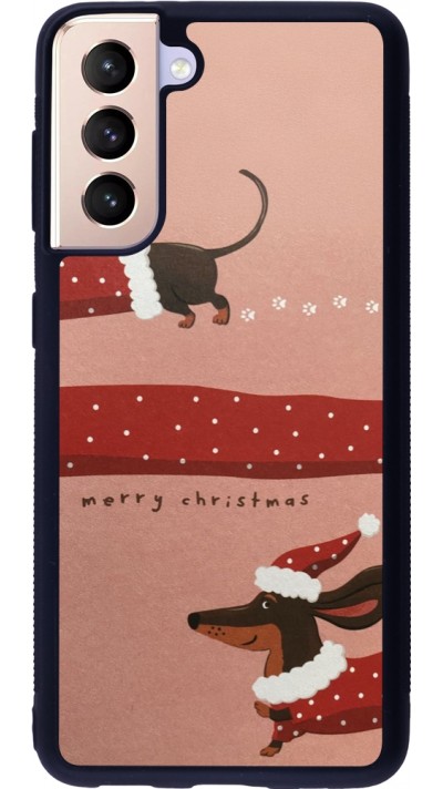 Coque Samsung Galaxy S21 5G - Silicone rigide noir Christmas 25 Teckel Merry Xmas