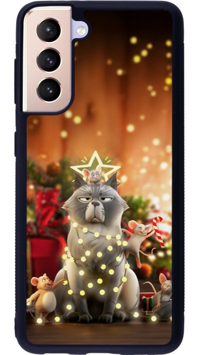 Coque Samsung Galaxy S21 5G - Silicone rigide noir Christmas 25 Xmas Cat