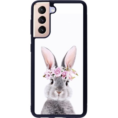 Samsung Galaxy S21 5G Case Hülle - Silikon schwarz Easter 2023 flower bunny