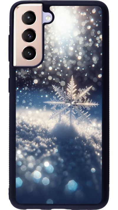 Samsung Galaxy S21 5G Case Hülle - Silikon schwarz Schneeflocke Solar Glanz