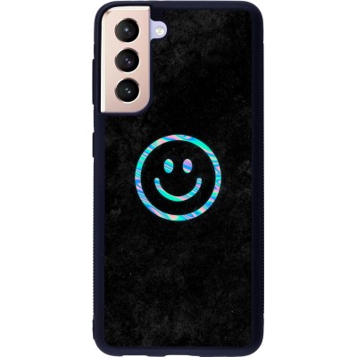 Samsung Galaxy S21 5G Case Hülle - Silikon schwarz Happy smiley irisirt