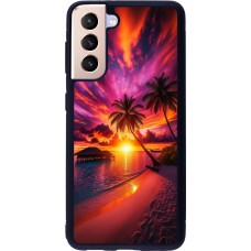 Samsung Galaxy S21 5G Case Hülle - Silikon schwarz Malediven Abenddämmerung Glückseligkeit
