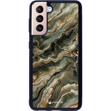 Samsung Galaxy S21 5G Case Hülle - Silikon schwarz Oliv Marmor