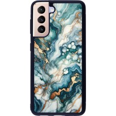 Samsung Galaxy S21 5G Case Hülle - Silikon schwarz Grüner Blauer Goldener Marmor