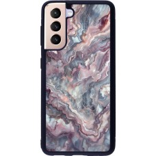 Samsung Galaxy S21 5G Case Hülle - Silikon schwarz Violetter silberner Marmor