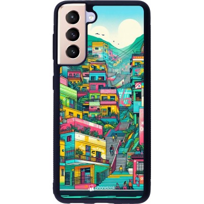 Samsung Galaxy S21 5G Case Hülle - Silikon schwarz Medellin Comuna 13 Kunst