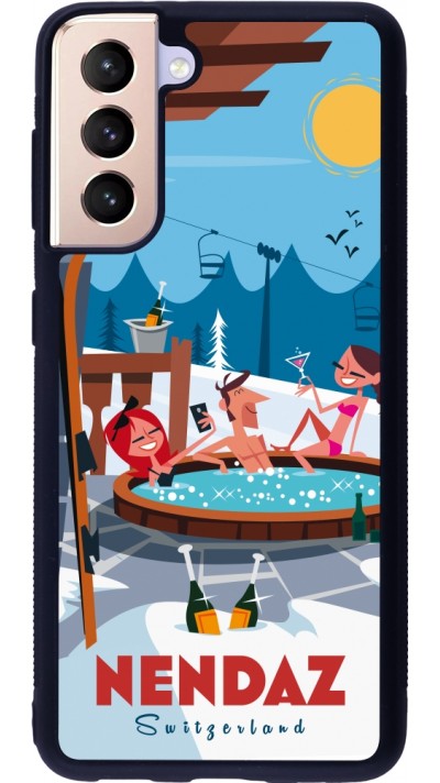 Samsung Galaxy S21 5G Case Hülle - Silikon schwarz Nendaz Mountain Jacuzzi