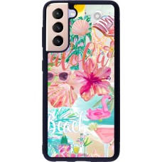 Samsung Galaxy S21 5G Case Hülle - Silikon schwarz Preppy Collage Aloha